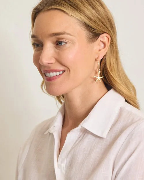 Palm Hibiscus Starfish Hoop Earrings